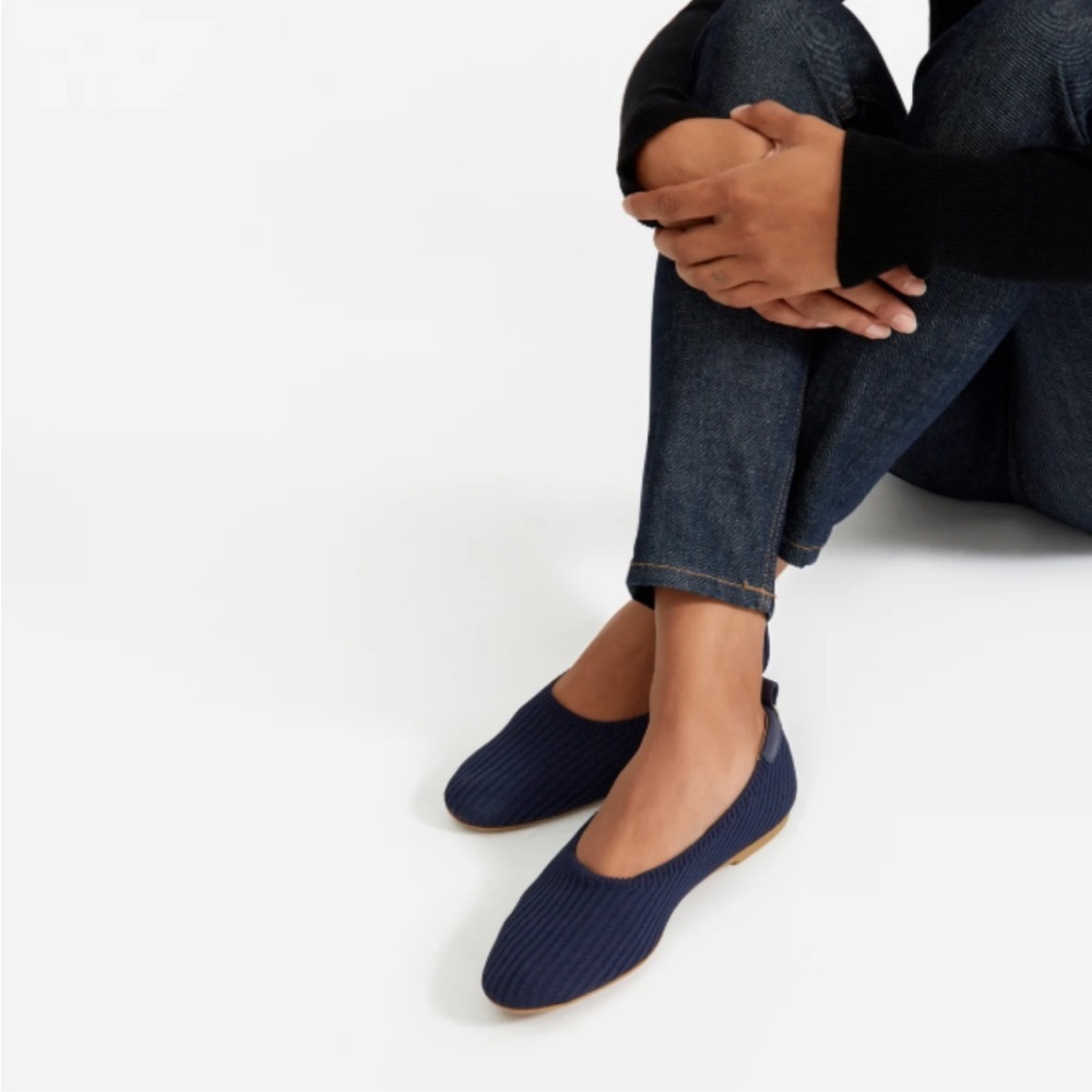 Everlane The Day Glove in ReKnit Navy Blue flats Size 8 cushioned insole